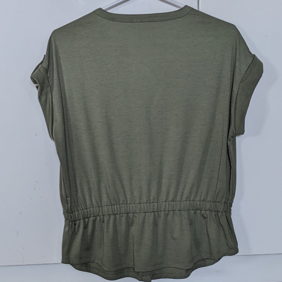 Cleo Petites cargo style drawstring t-shirt top size S Army Green. - Picture 2 of 12
